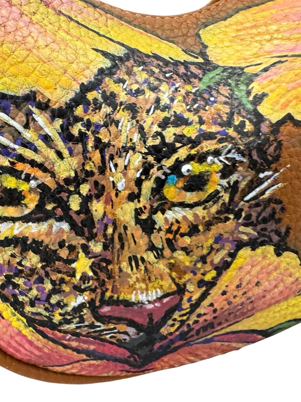 Unbranded Hand Painted Faux Leather‎ Leopard floral Design Shoulder Bag - Picture 9 of 10